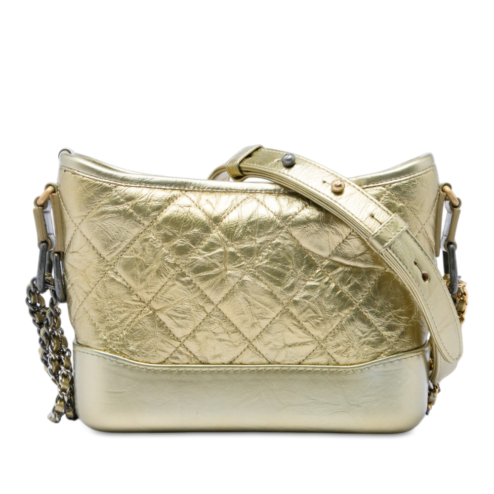 Pre-Loved Chanel Small Quilted Metallic Aged Calfskin Gabrielle Hobo